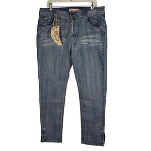 Apollo Jeans Women Medium Wash Blue Ankle Zip Stretch Denim Jeans Size 15/16 NWT